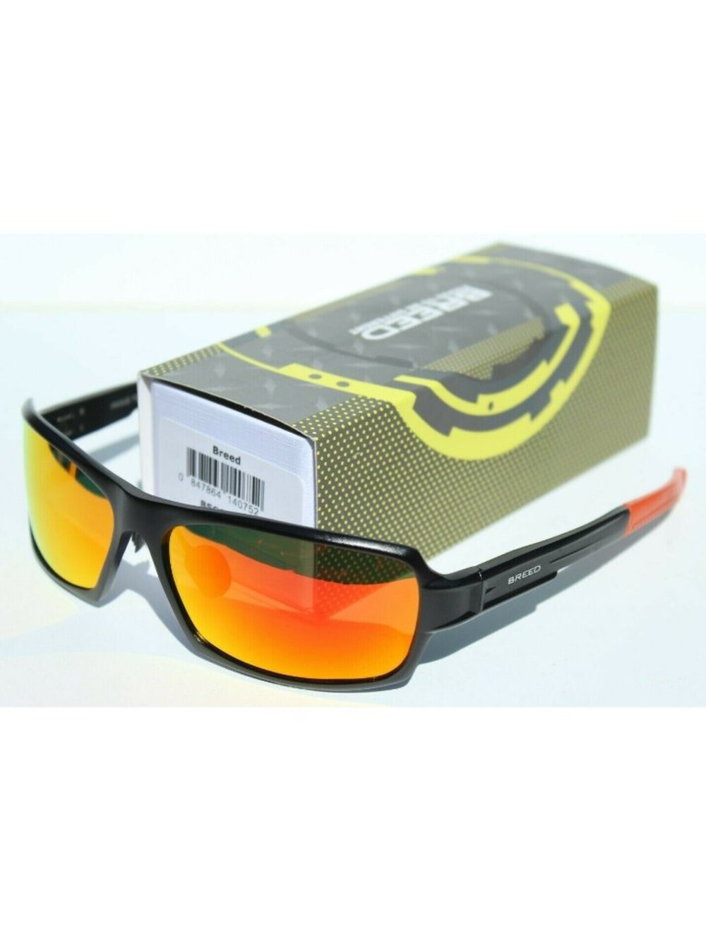 BREED Cosmos POLARIZED Sunglasses Black/Orange Red Mirror NEW $195 BSG013BK